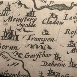 Trąbki Wielkie na mapie Gaspara Henneberga